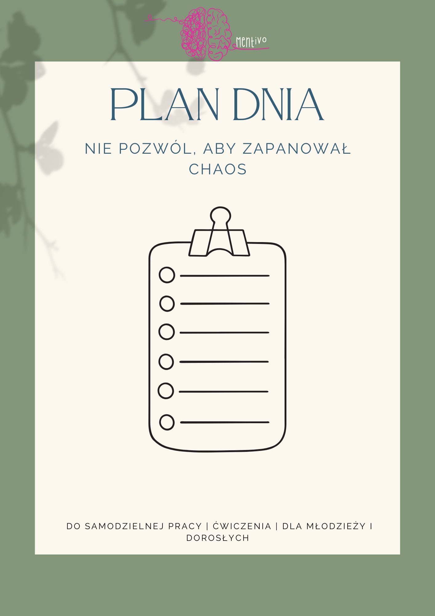 Plan dnia - nie pozwól, aby zapanował chaos, darmowy plener, planer PDF, jak zaplanować dzień, zarządzanie czasem, chaos